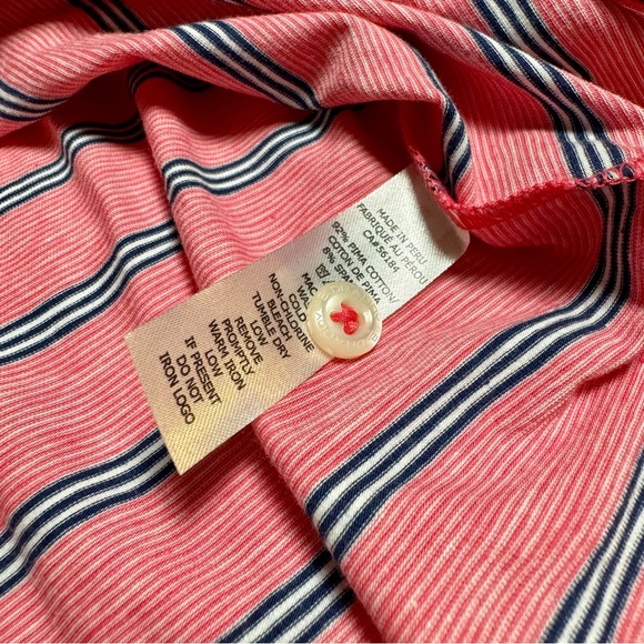 NWT B. Draddy Perez Golf Polo in Bandana Pink and Blue Stripe, Size Small - Picture 6 of 10